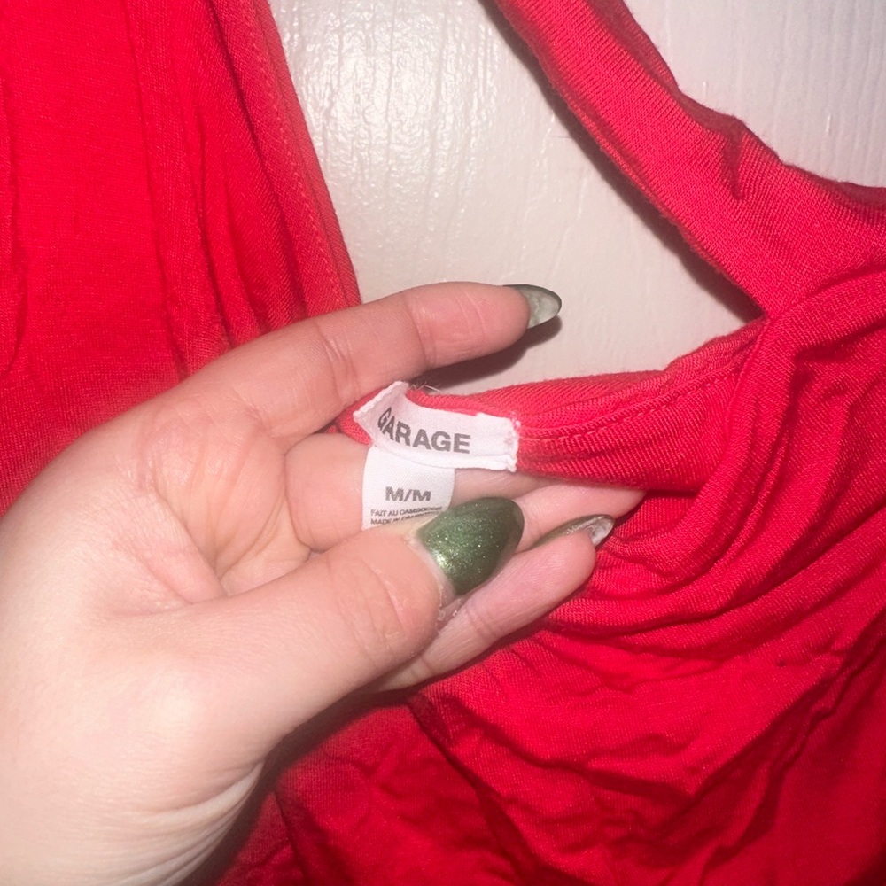 Garage Red Asymmetrical Crop Top - Picture 3 of 6
